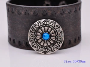 10pcs 30MM Silver Ancient Flower Leathercraft DIY Belt Shoes Conchos Turquoise - Picture 1 of 10