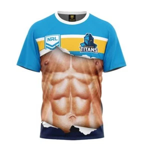 GOLD COAST TITANS NRL TEAM LOGO 'RIPPED' SIX PACK MUSCLES TEE SHIRT T-SHIRT - Foto 1 di 1