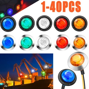 Luces de señalización LED laterales cromadas laterales redondas de 3/4" para remolque de camión - Imagen 1 de 52