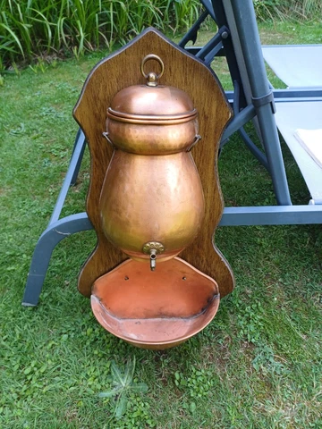 Antique French Copper Wall Trough Water Tank Lavabo Basin Planter Bird Vintage Cover
