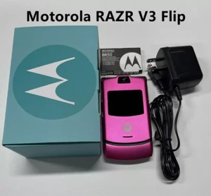 Original Motorola RAZR V3 Unlocked Flip GSM Quad-Band Bluetooth Mobile Phone - Afbeelding 1 van 21