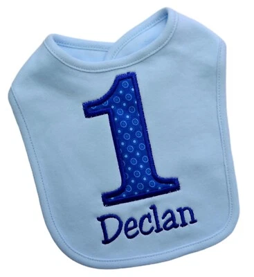 First Birthday Smash Bib for Baby Boys Turning 1 with Custom Embroidered Name  - Image 1 of 4