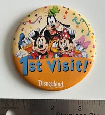 Disneyland Resort 1st Visit Goofy Micky Minnie Goofy Pluto Vintage Button