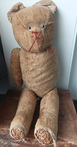 Antique Fabric and Straw Bear, Used Condition, Missing One Arm - Picture 1 of 7