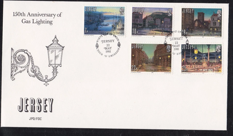 GREAT BRITAIN JERSEY 1981 FDC 150th ANNIV OF GAS LIGHTING OVERSIZED + CACHET - Image 1 of 1