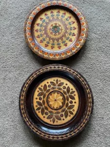 Vintage Hand-Carved Wooden Plates (Poland) -Spoldzielnia Rzemieslnicza Drzewiarz - Picture 1 of 5
