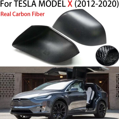 Tapas de cubierta de espejo retrovisor lateral de coche de fibra de carbono real mate para TESLA MODEL X A Foto 1 de 4
