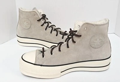 Converse Platform Lift High Top Gray Suede & Shearling W 9.5  M7.5 Chuck Taylor  - Image 1 of 4