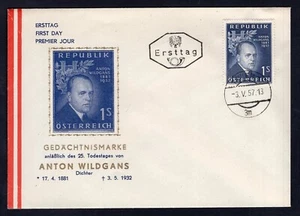 AUSTRIA 1957 FDC Cover. Anton Wildgans, Poet and Playwright - Picture 1 of 2