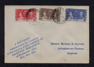 NIGERIA 1937 CORONATION GEORGE VI FIRST DAY COVER 'LAGOS' DATE STAMP.