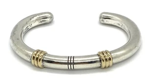 Brazalete Vintage Michel Plumain Plata Esterlina 14k Oro 5,1/2"" 49,22 g - Imagen 1 de 12