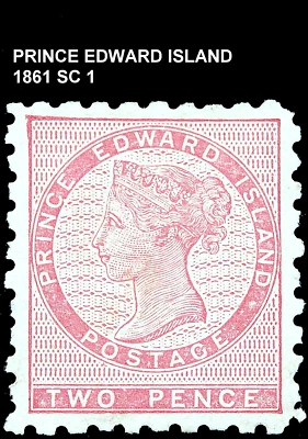 CANADA PRINCE EDWARD ISLAND 1861 SC 1 QUEEN VICTORIA 2¢ DULL ROSE MHR F/VF - Image 1 of 2