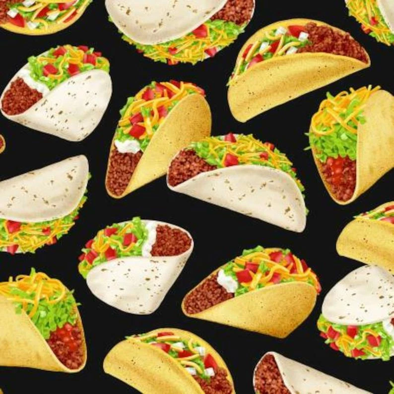 Fat Quarter Food Festival Taco 100% Cotton Quilting Fabric - Image 1 of 1