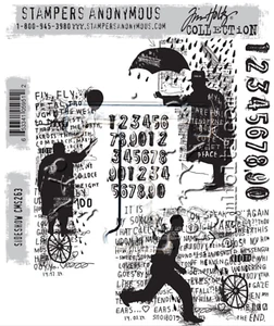 Tim Holtz Stampers Anonymous "SIDESHOW" Red Rubber Cling Stamp Set - Picture 1 of 1