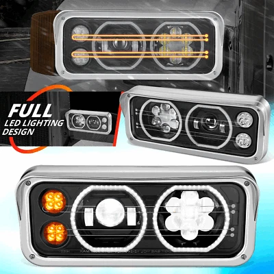Faros LED proyectores lentes térmicos negros para Freightliner Kenworth 1981-2019 Foto 1 de 4