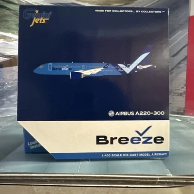 GJ 400 scale diecast model Breeze Airways Airbus A220 Commercial Airliner N203BZ - Image 1 of 4