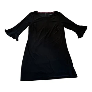 Laundry By Shelli Segal Women Sz10 Black 3/4 Circular Flounce Sleeve Shift Dress - Picture 1 of 10