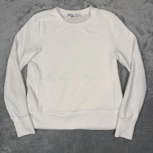 Sudadera Prana Mujer Pequeña Crema Pullover Amanecer Cuello Redondo Bolsillo Texturizado - Imagen 1 de 11