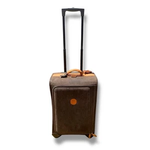 BRICS Luggage Brown Pebble Leather 22" In Wheeled Suitcase Vintage Made in Italy - Picture 1 of 24