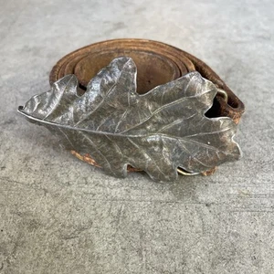 Fibbia cintura foglia Bergamotto Brass Works 1974 4,5" x 2,75" patina originale D-108 - Foto 1 di 20
