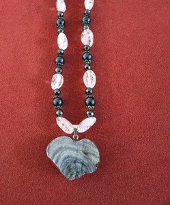 Hematite And Quartz Necklace With Silver Plated Geode Pendant - Picture 1 of 6