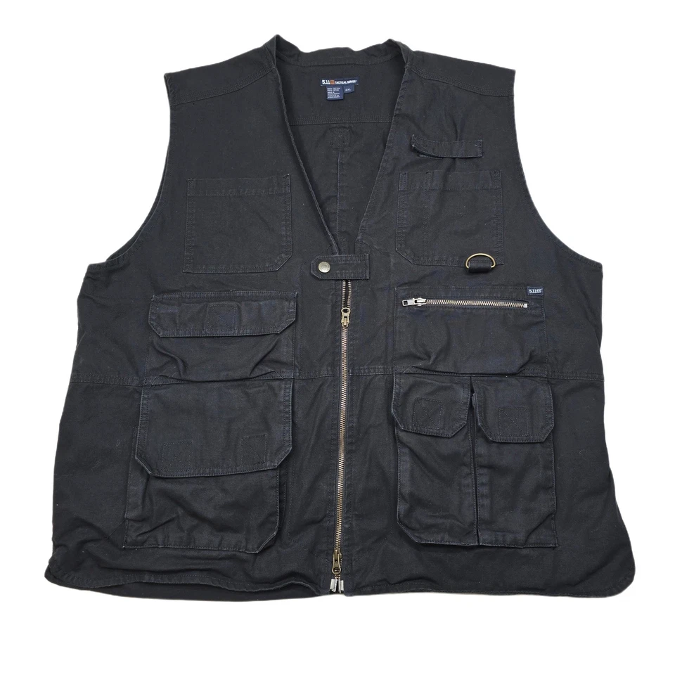 5.11 Tactical Series Vest Mens 2XL Black Zip Multi Pocket Conceal Carry Utility - Image 1 of 4
