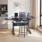 Drafting Table for Artist Drawing Art Desk Adjustable Glass Tabletop w/2 Drawers