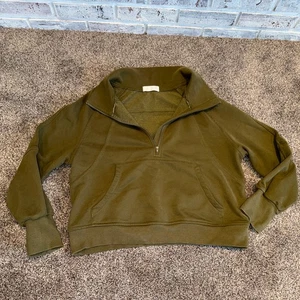 Liam & Co Crop Sweater Womens Medium Quarter Zip Green - Picture 1 of 5