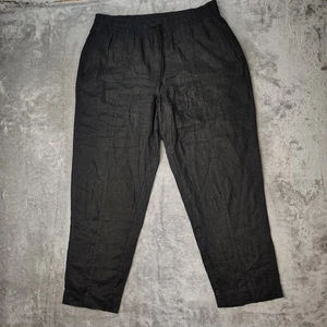 Pantalones de retiro Athleta para mujer grandes de lino negro al tobillo playa costera cordón - Imagen 1 de 18