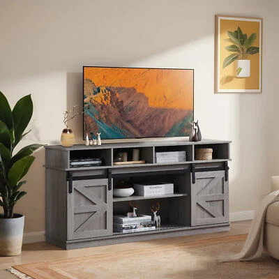 FunniHomi Granja Soporte TV Centro de Entretenimiento hasta 65" con Puerta Corredera de Granero Foto 1 de 4