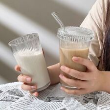 qualité Transparent Mug Tasse en verre à rayures Tasse à café au lait Thé Tasse
