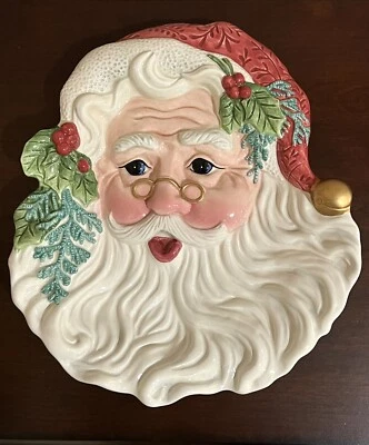 VTG Fitz & Floyd Handcrafted Old Fashioned Christmas Santa Claus Ceramic Plate - Image 1 of 4