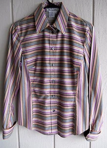 Camisa ajustada a rayas de algodón manga larga frontal con botones Starington para mujer 38 - Imagen 1 de 8