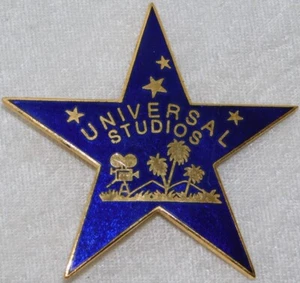 Vintage Universal Studios Star Walk Fame Uniform Brass Blue Enamel Badge Pin 3" - Picture 1 of 5