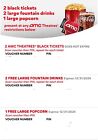 AMC Movie Theaters, 2  Black Tickets, 2 L  Drinks, 1 L Popcorn |  Fast E-DELIVERY