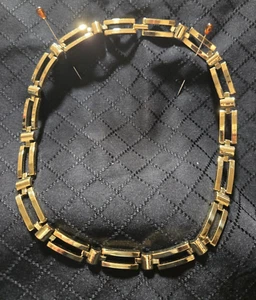 Vintage Napier Rectangle Chain Link Necklace  Gold Tone 18” Chic Shiny - Picture 1 of 7