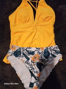 Small Yellow floral Two Peice Swimsuit  - Picture 1 of 6