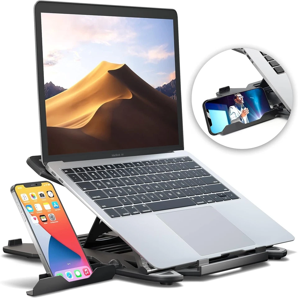 Adjustable Laptop & Phone Stand for Desk Laptop Riser MacBook Backpack Fit in - Image 1 of 4