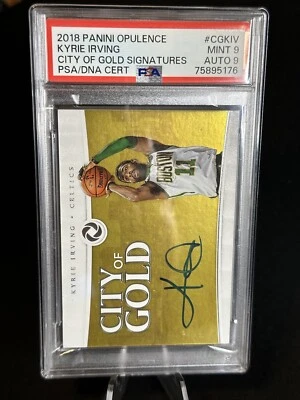 2018-19 Panini Opulence Kyrie Irving City of Gold Signatures 17/25 PSA 9 *POP 1* - Image 1 of 3