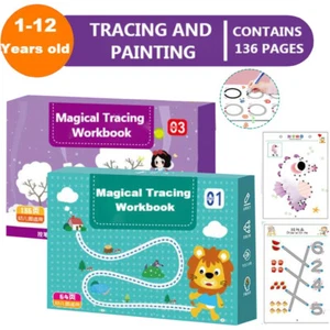 Magical Tracing Workbook Kids Preschool Practice Reusable Art/Letters Copybook - Picture 1 of 14