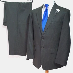 Brook Taverner mens Vintage 2 piece suit Ch42"R W36" L29" Olive pinstripe - Picture 1 of 19