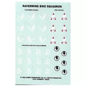 Ravenwing Bike Squadron Transfer Sheet 1996 | Fuori Produzione Games Workshop Warhammer 40K - Foto 1 di 1