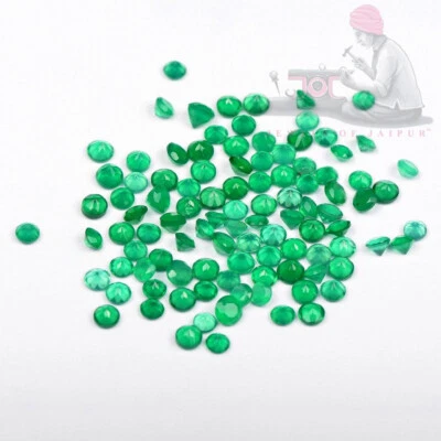 50 Pieces Natural Green Onyx 3mm Round Cut Untreated Loose Gemstone - Image 1 of 4