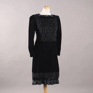 Vintage Cocktail Dress Black Velvet US Size 6 Italy 1940s Original - Picture 1 of 6