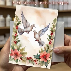 Christmas Greeting Cards w/ Envelope - Set of 6 -5x7 Cards & Envelopes #044 - Picture 1 of 2