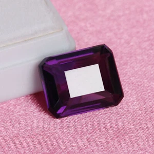 Lab Created Violet Amethyst Gemstone Emerald Cut 11 CARAT For Jewelry - Picture 1 of 5