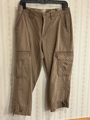 Calça de caminhada Guide Series Capri feminina tamanho 8 marrom algodão carga - Imagem 1 de 4