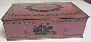 Vintage CANCO Louis Sherry Pink Violet Tin Hinge Lid Cottage Victorian Decor Exc - Picture 1 of 12