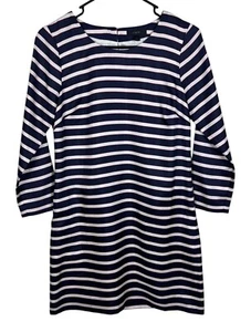 J Crew Jules Nautical Striped Silk Dress Womens Size 00 Lined Blue White Red - Picture 1 of 11