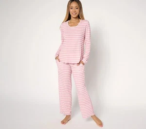 Cuddl Duds Size XS Soft Rib Knit Pajama Set MAUVE STRIPE A663020 - Picture 1 of 4